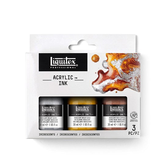 Ens. encre acrylique iridescent - 3x30ml