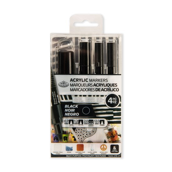 Ens. 4 marqueurs pointes assorties noir