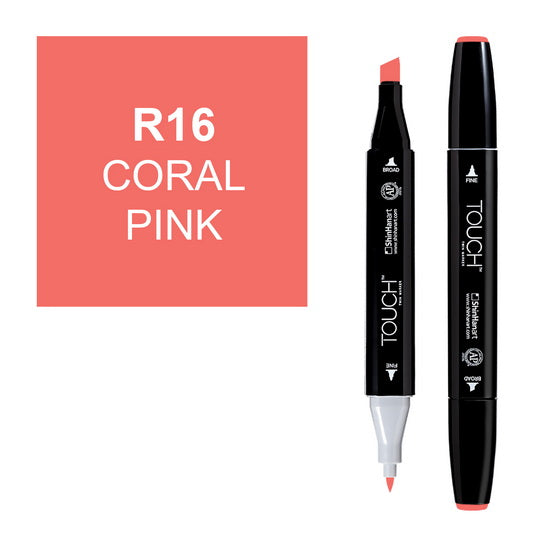 Marqueur touch double pointe rose corail