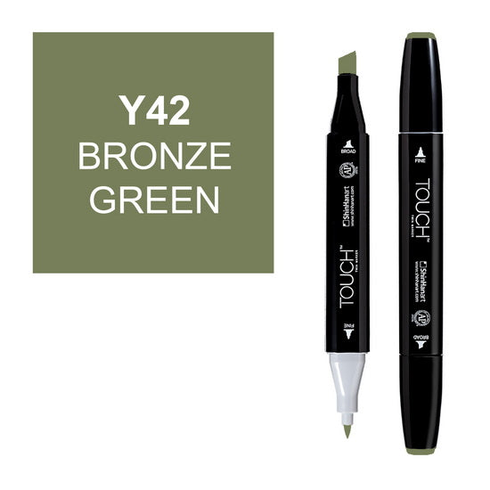 Marqueur touch double pointe vert bronze