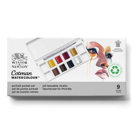 Set of 9 Cotman Watercolour Portrait