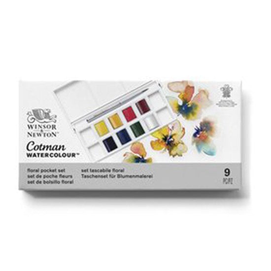 Set of 9 Cotman Watercolour Floral