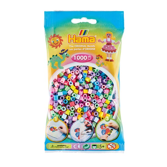 Pqt. 1000 perles hama midi - couleurs pastel