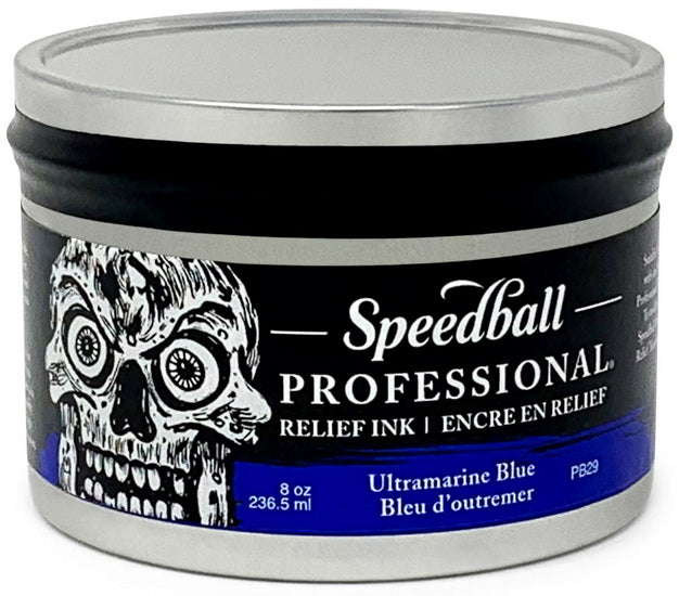 Linocut relief ink - ultramarine blue - 8oz
