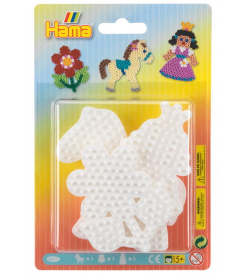 Ens. 3 plaques hama - poney, fleur et princesse