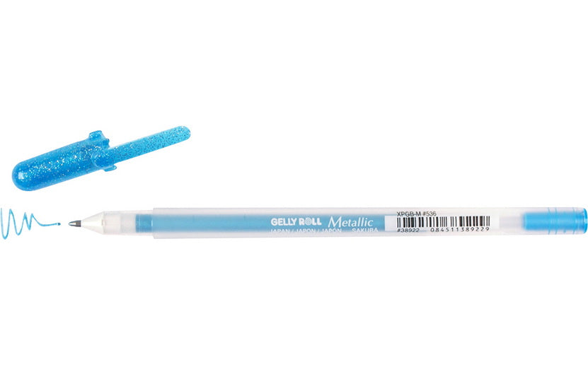 Stylo gel gelly roll 0.4mm métallique bleu