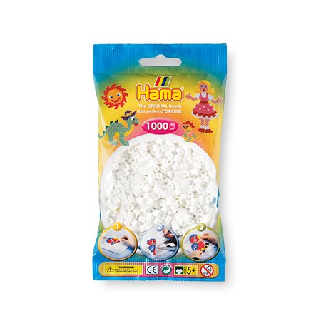 Pqt. 1000 perles hama midi - blanc
