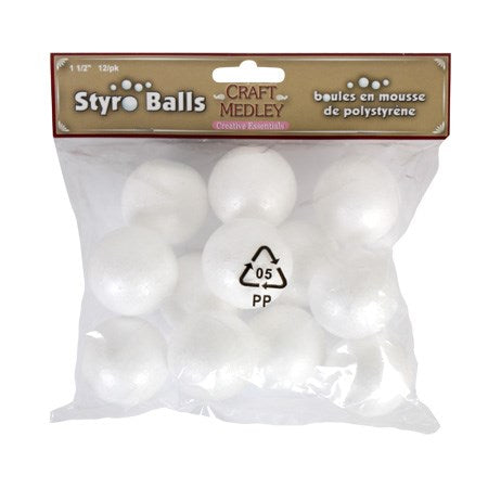 12 Boules polystirène - 1 1/2po
