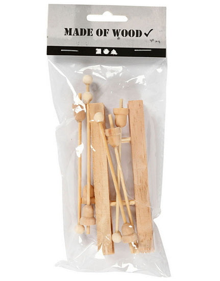 Wood miniature ski with sticks 3 pair