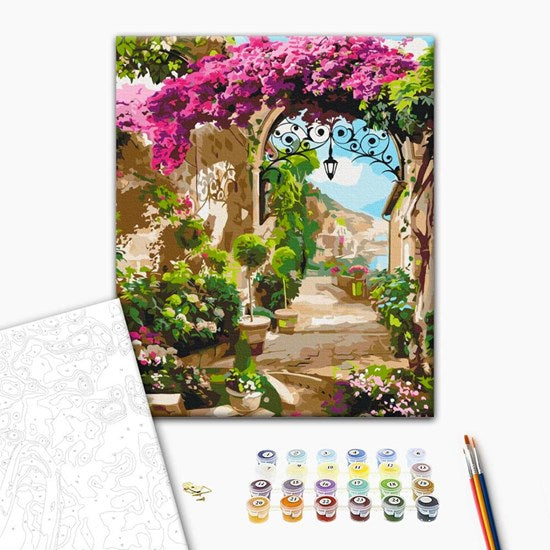 Ens. peinture à numéro rue tranquille