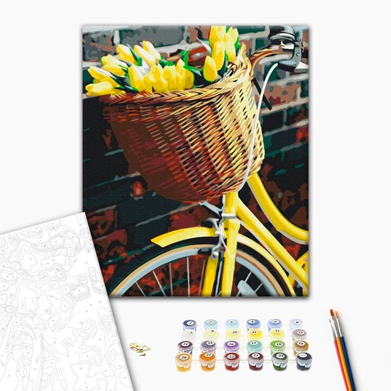 Ens. peinture à numéro vélos et tulipes