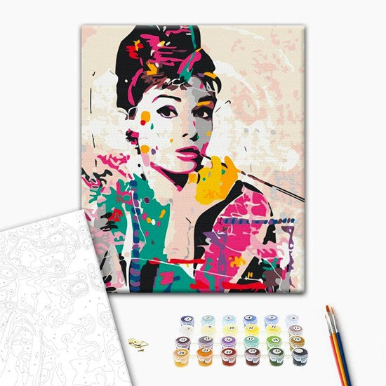 Ens. peinture à numéro audrey hepburn