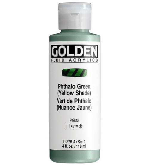 Acrylique fluide - 4 oz  vert phthalo nuance jaune  s4