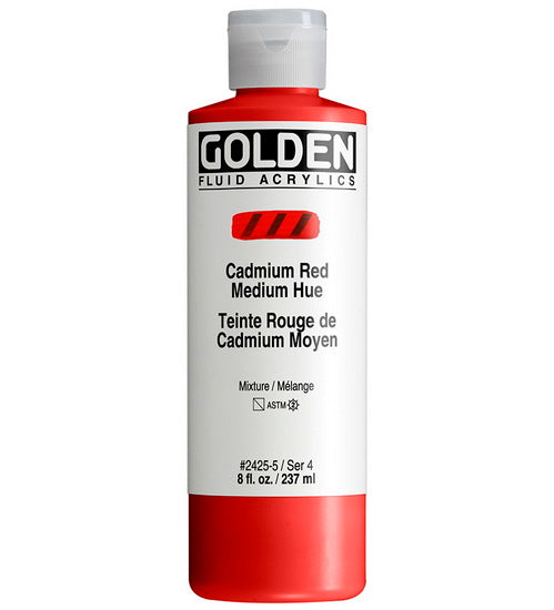 Acrylique fluide - 8 oz  rouge cadmium moyen imitation  s4