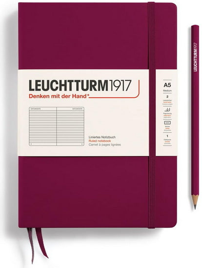 Notebook ruled a5 251p port red