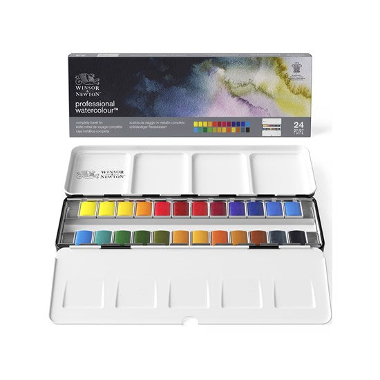Boîte voyage aquarelle - 24 demi-godets