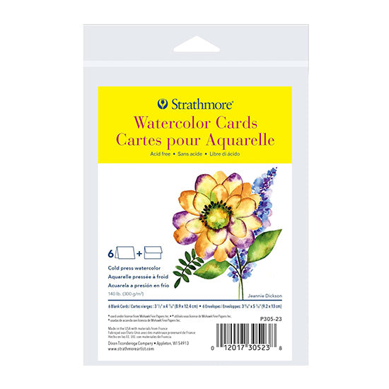Set of 6 Watercolor Cards S.300  - 3.5x5 po