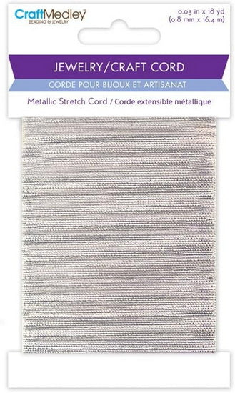 Cordon élastique métalisé - argent - 0.8mm - 16m