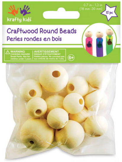 13 Wood beads - round - natural