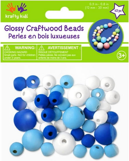 42 Perles bois - bleu