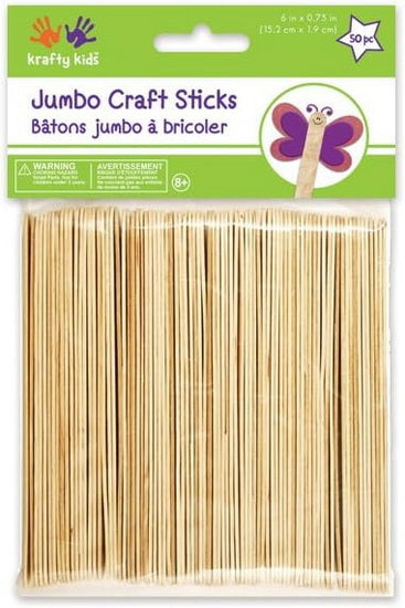 50 Bâtonnets jumbo - naturel - 2cm - 15.2cm