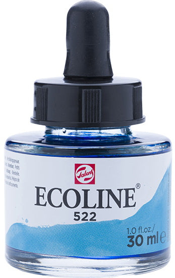 Encre aquarelle ecoline bleu turquoise - 30ml
