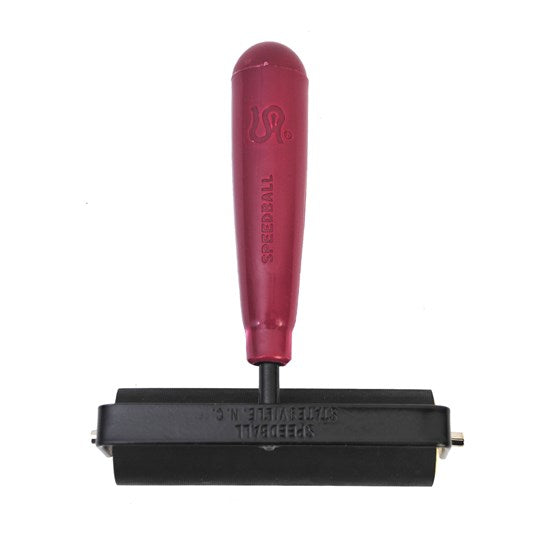 Wood core rubber linocut roller - hard - 4in