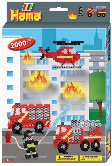 Hama Firefighters Box. Approx. 2,000 beads, 1 truck pegboard.