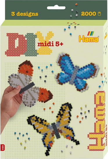 Hama Butterflies Box. Approx.2000 beads, 1 large square pegboard