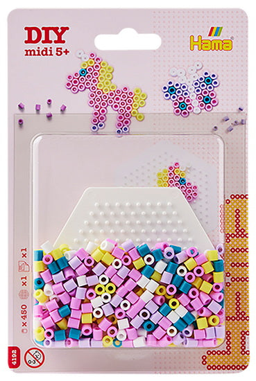 Hama Small Kit. Approx. 450 beads, 1 small hexagonal pegboard.