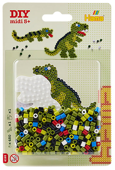 Hama Petit kit. Env. 450 perles, 1 plaque dinosaure.