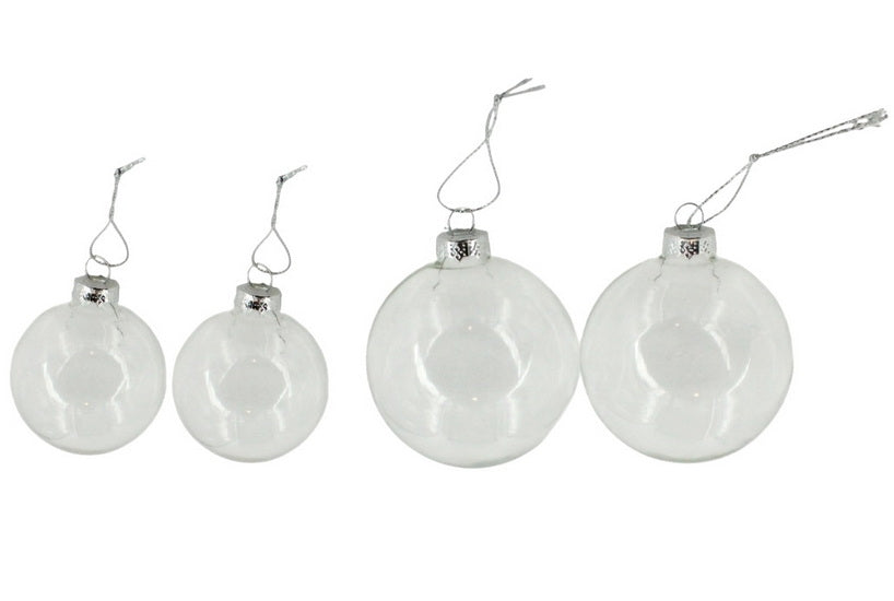 Ens. 4 boules transparentes à décorer 6cm et 8cm