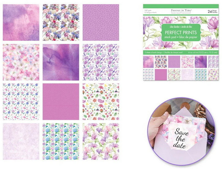 Bloc papier - 24f - jardin de lilas - 6x6po