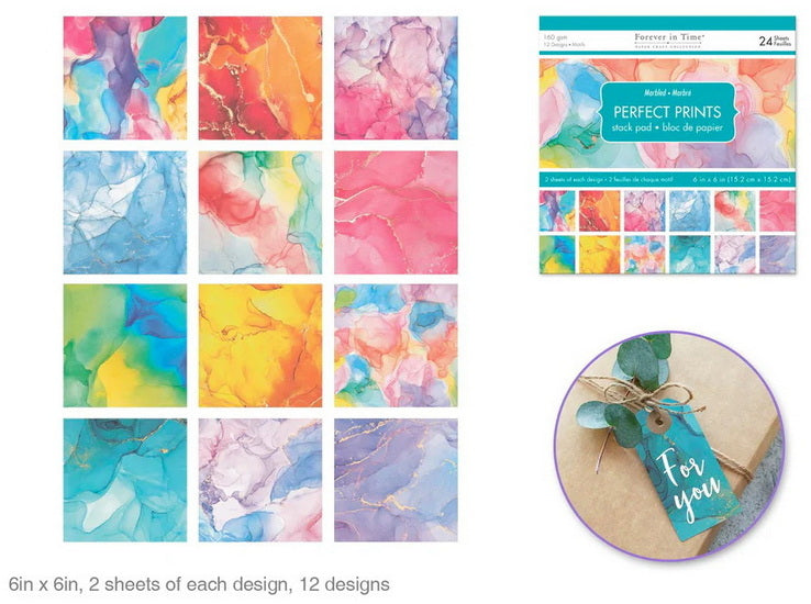 Bloc papier - 24f - marbré - 6x6po