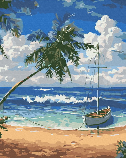 Ens. peinture à numéro ile paradisiaque