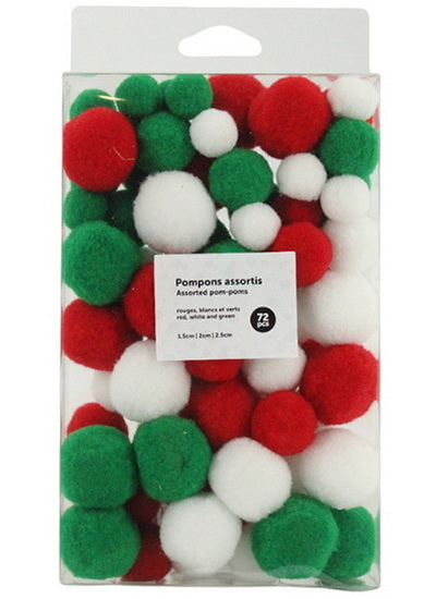 Pack of 72 Assorted Pom-Poms