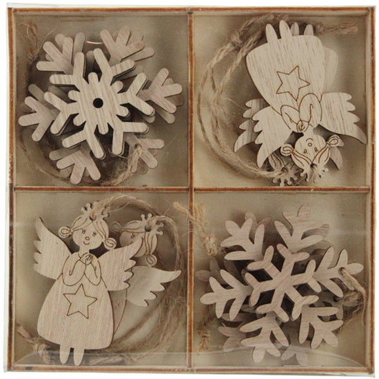 Ens. 8 ornements anges et flocons