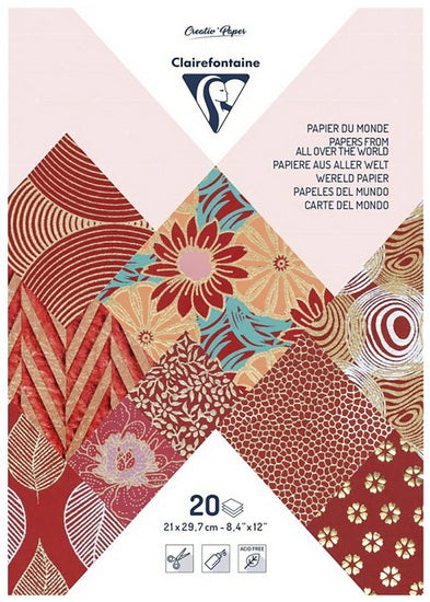 Bloc Papier Du Monde 8.4 X 12 po (21 X 29.7 cm) Rouge 20 Feuilles