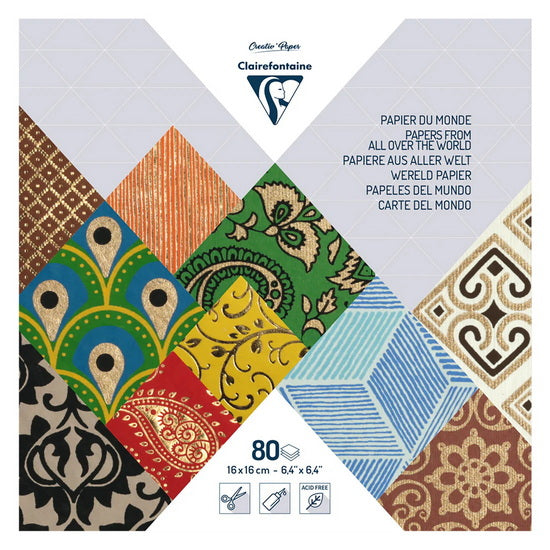 Bloc Papier Du Monde 6.4 X 6.4 po (16 X 16 cm) Assortis 80 Feuilles
