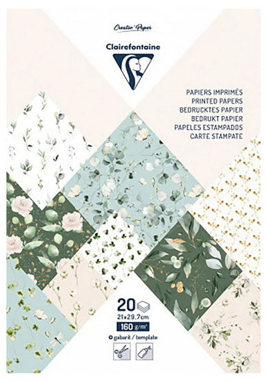 Bloc Papiers Imprimés 8.4 X 12 po (21 X 29.7 cm) 160g Romantique 20 Feuilles