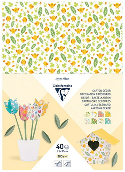 Bloc Papier Carton Décor 9.8 X 13.7 po (25 X 35 cm) 160g Printemps 40 Feuilles