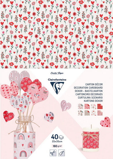 Bloc Papier Carton Décor 9.8 X 13.7 po (25 X 35 cm) 160g Amour 40 Feuilles