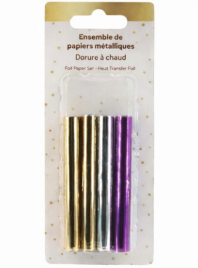 Ensemble de 8 papiers métalliques pour dorure à chaud - 6 couleurs