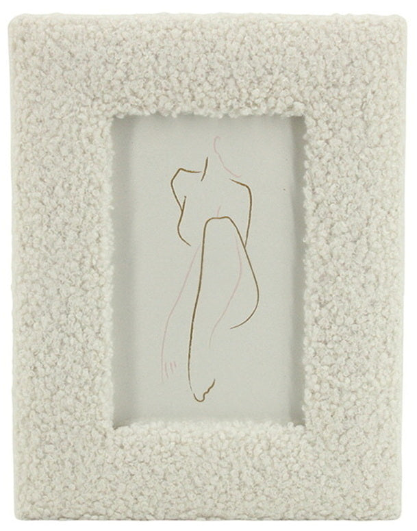 Cadre photo 4x6 bouclé ivoire