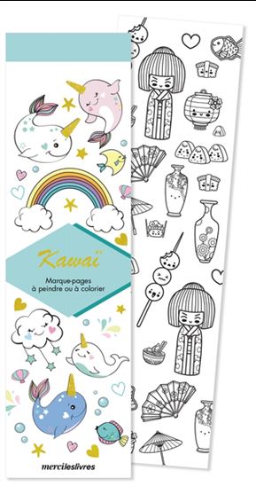 Marque-pages à peindre ou à colorier : Kawaï