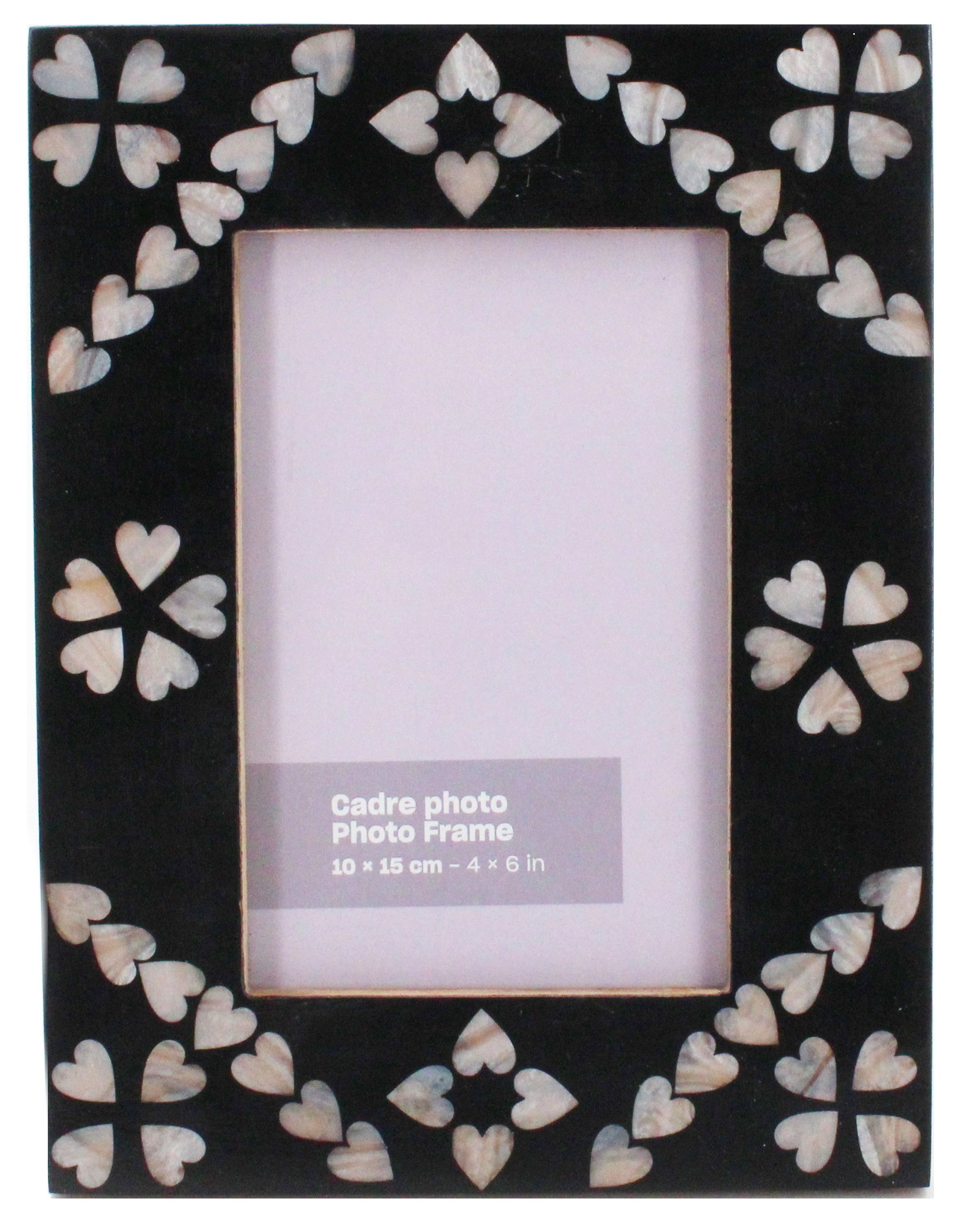 Cadre photo 4x6 noir coeurs