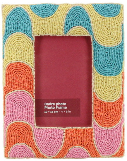 Cadre photo 4x6 perlé courbes colorées
