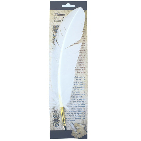 Quill Pen – Ivory
Mounted on a quality brass tube



 Paper box