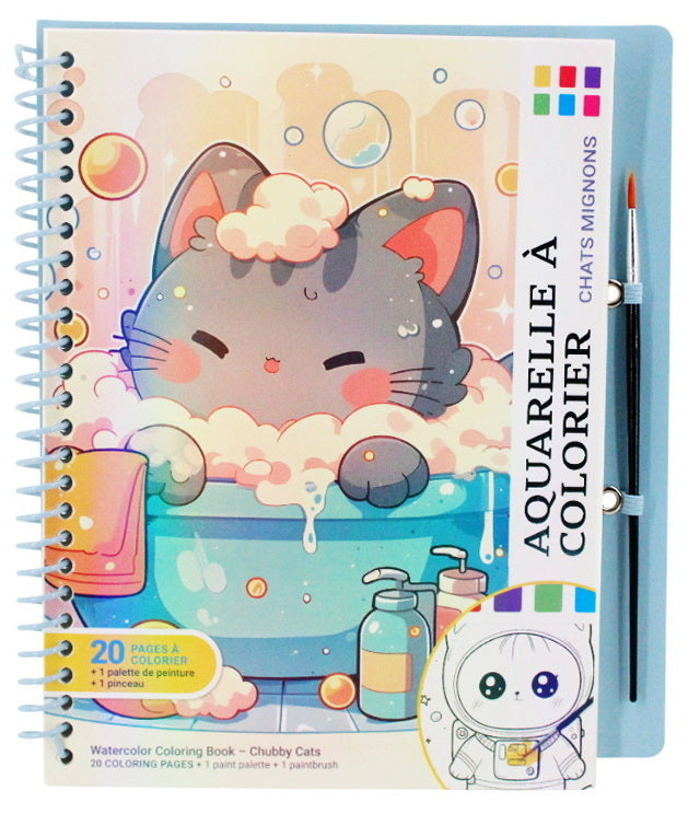 Watercolor Book Chubby Cats