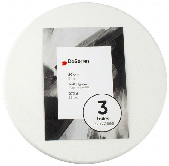 3-Pk regular round canvases 8 in 370g/13oz